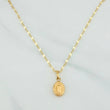 Set Mirror Flower Chain + Pendant Virgin of Guadalupe / 1.3gr / 17 3/4 in 18K Yellow Gold