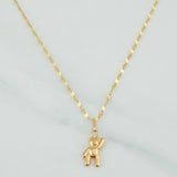 Mirror Flower Chain Set + Bear Pendant / 1.2gr / 17 3/4 in 18K Yellow Gold