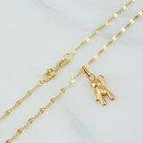 Mirror Flower Chain Set + Bear Pendant / 1.2gr / 17 3/4 in 18K Yellow Gold