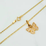 Set Flat Mariner Chain + Butterfly Pendant / 2.95gr / 19 3/4 in 18K Yellow Gold
