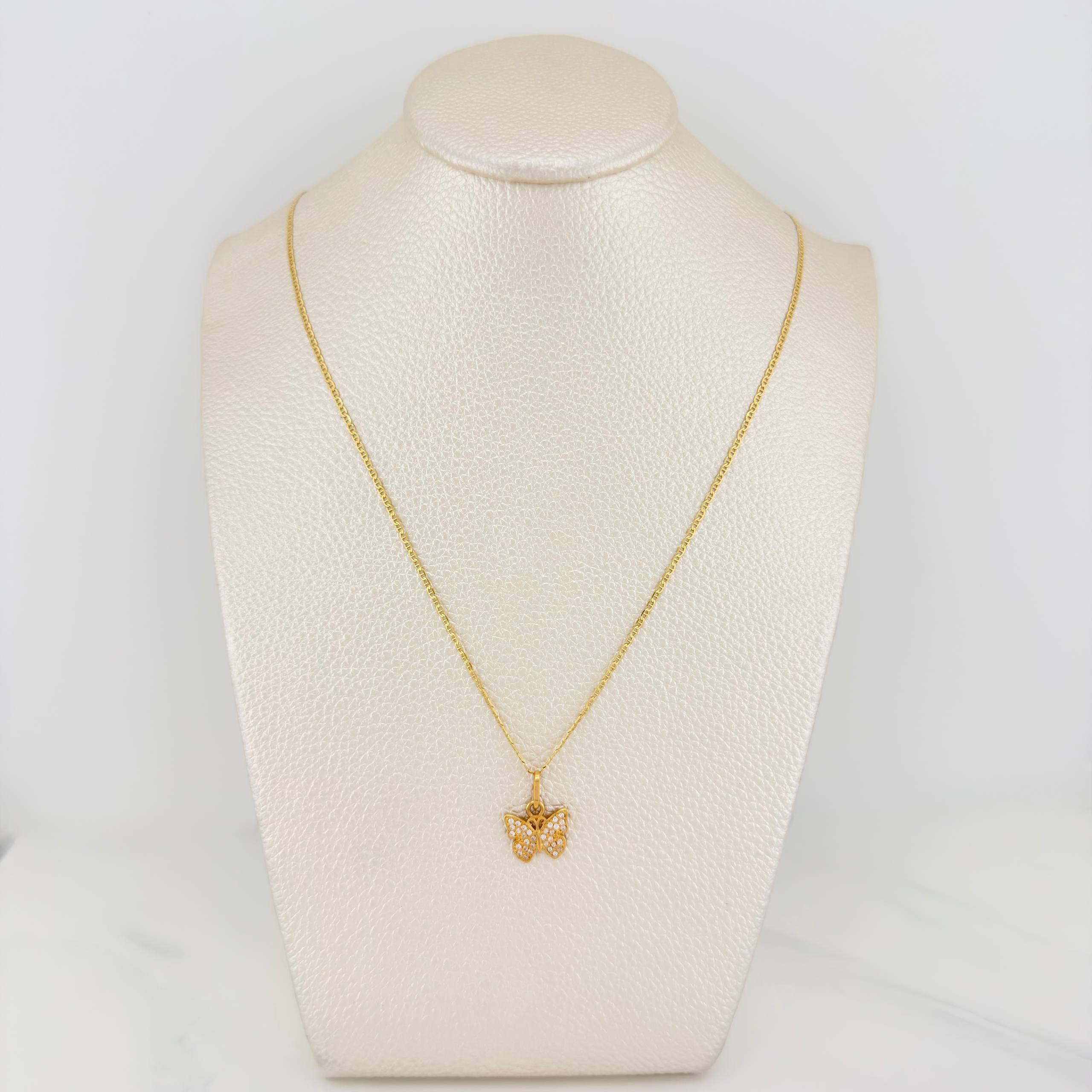 Set Flat Mariner Chain + Butterfly Pendant / 2.95gr / 19 3/4 in 18K Yellow Gold