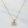 Set Mirror Flower Chain + Pendant Bow / 1.65gr / 17 3/4 in Three Golds 18K