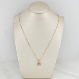 Set Mirror Flower Chain + Pendant Bow / 1.65gr / 17 3/4 in Three Golds 18K