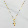 Mirror Flower Chain Set + Cross Pendant / 1.1gr / 17 3/4 in Three 18K Golds
