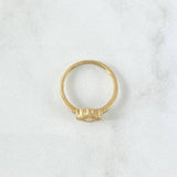 Anillo Trébol VCyA 2.25gr / T7 3/4 / 8mm Rayado - Circones Blancos Oro Amarillo 18K