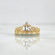 Crown Heart Ring 15s 2.5gr / T6 1/4 / White Zircons Light Blue Yellow Gold 18K ©