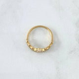 Crown Heart Ring 15s 2.5gr / T6 1/4 / White Zircons Light Blue Yellow Gold 18K ©