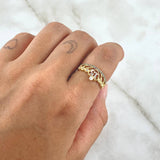Crown Heart Ring 15s 2.5gr / T6 1/4 / White Zircons Light Blue Yellow Gold 18K ©