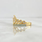 Crown Heart Ring 15s 2.5gr / T6 1/4 / White Zircons Light Blue Yellow Gold 18K ©