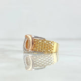 Filigree Moon Ring 4.7gr / Size 7 3/4 / White Zircons Three 18K Golds ©