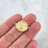 Charm Crown 1.2gr / 0.9in / Matte Smooth Circle 18K Gold