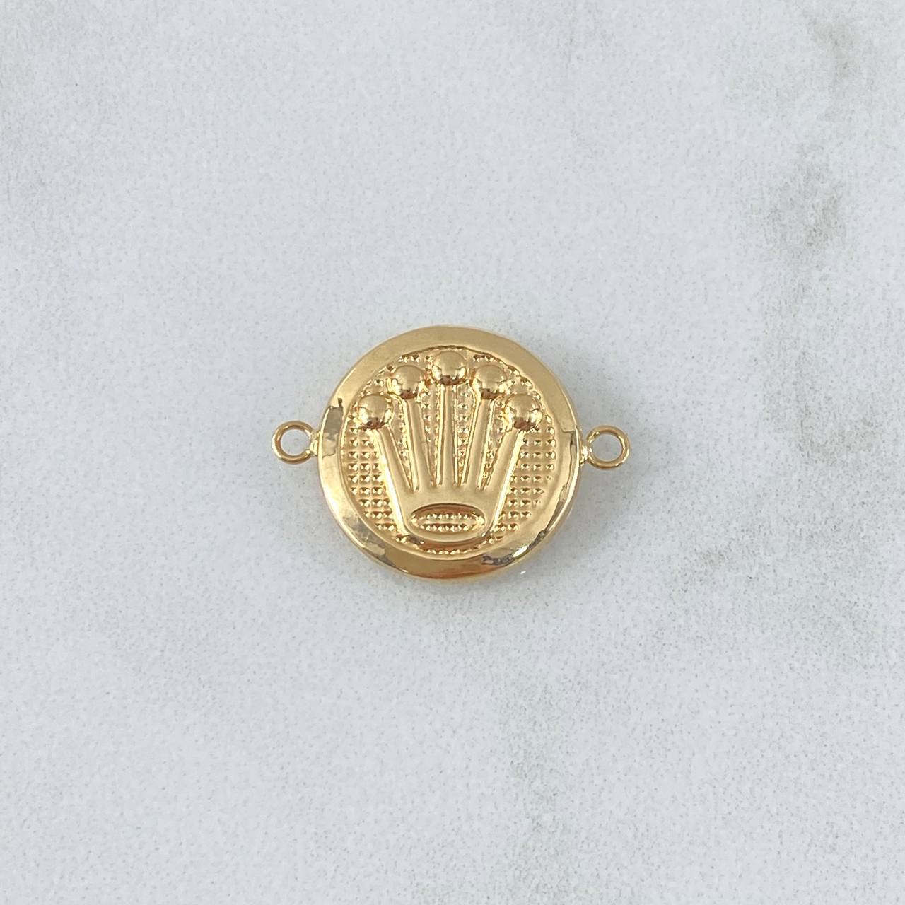 Herraje Corona 1.35gr / 2.1cm / Circulo Texturizado Oro Amarillo 18K