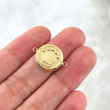 Herraje Corona 1.3gr / 2.1cm / Circulo Texturizado Oro Amarillo 18K