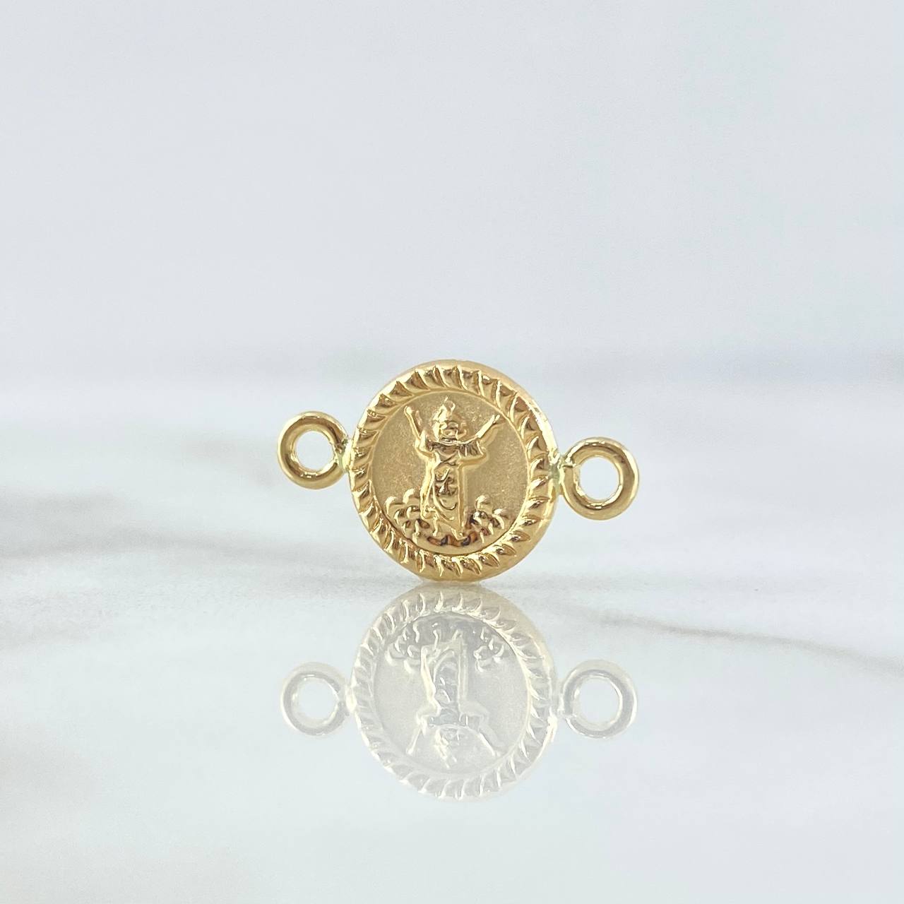 Herraje Divino Niño 0.5gr / 1.6cm / Mate Troquelado Bordeado Oro Amarillo 18K
