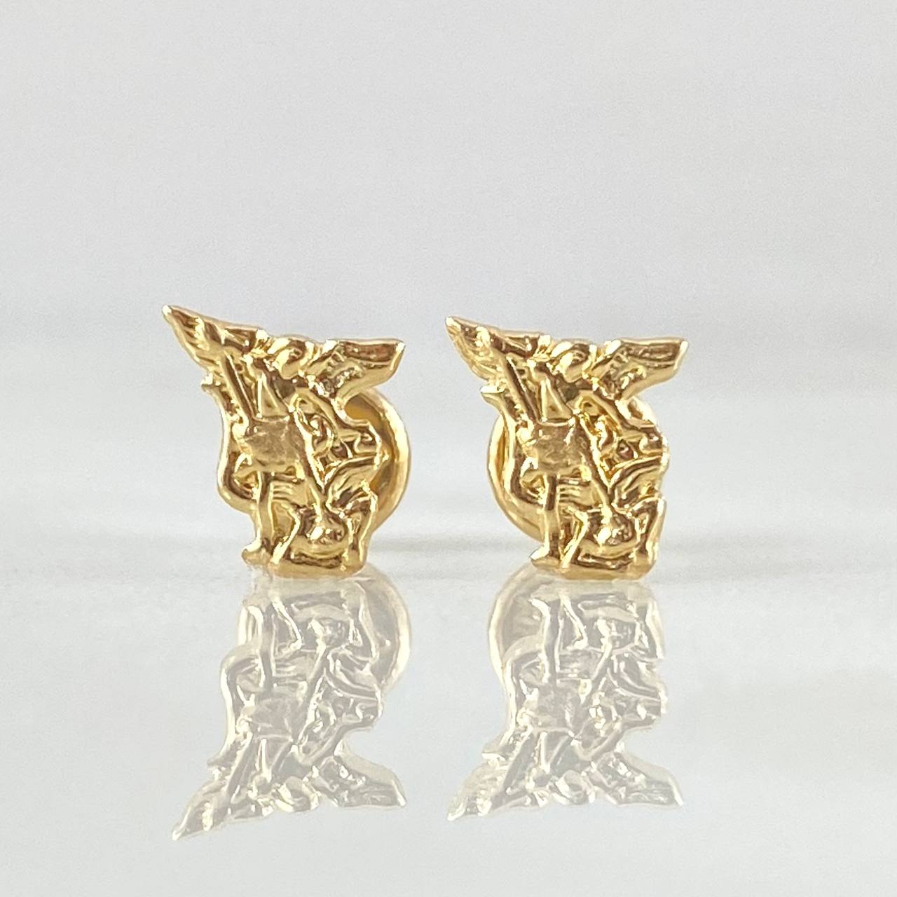 Stud Earrings Silhouette San Miguel Arcangel 0.6gr / 0.2in 18K Gold *