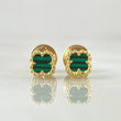 Stud Earrings Green Clover 1.15gr / 5mm Yellow Gold Nac.Esp. 18K ©
