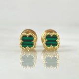 Stud Earrings Green Clover 1.15gr / 5mm Yellow Gold Nac.Esp. 18K ©
