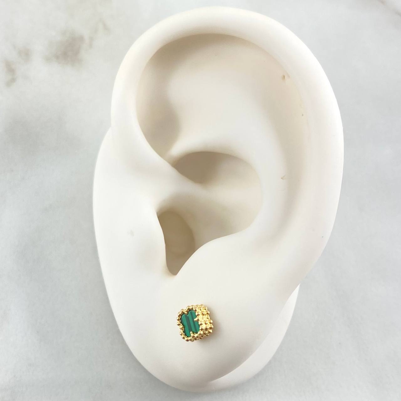 Stud Earrings Green Clover 1.15gr / 5mm Yellow Gold Nac.Esp. 18K ©