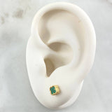 Stud Earrings Green Clover 1.15gr / 5mm Yellow Gold Nac.Esp. 18K ©