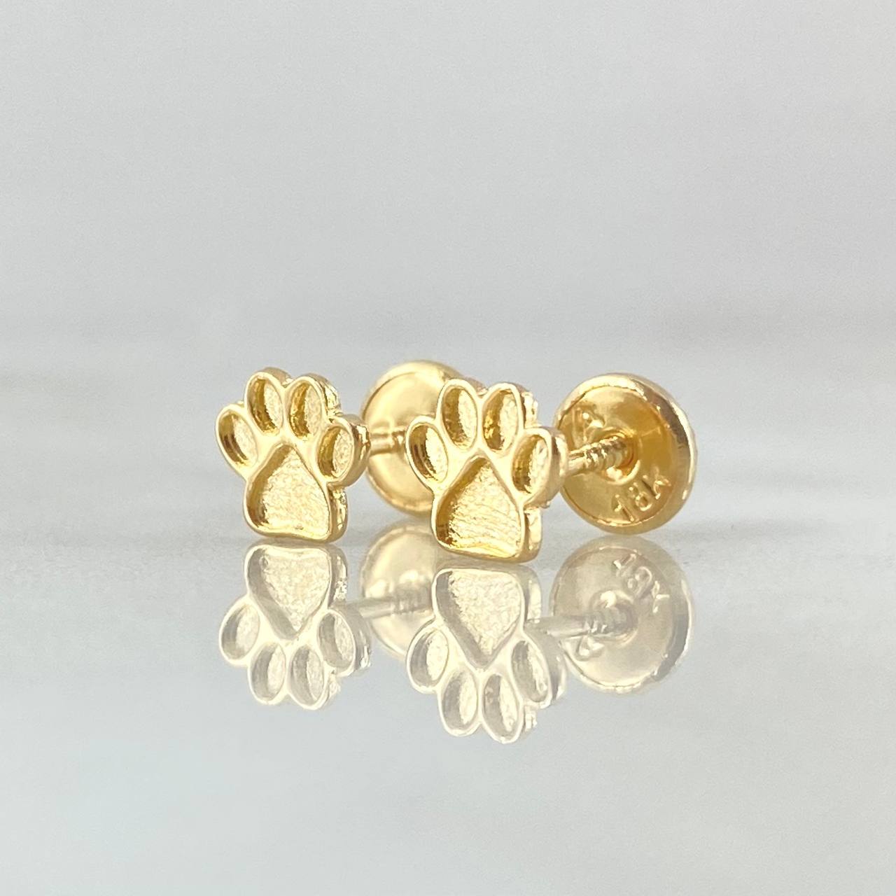 Stud Earrings Paw Print 0.75gr / 18K Yellow Gold