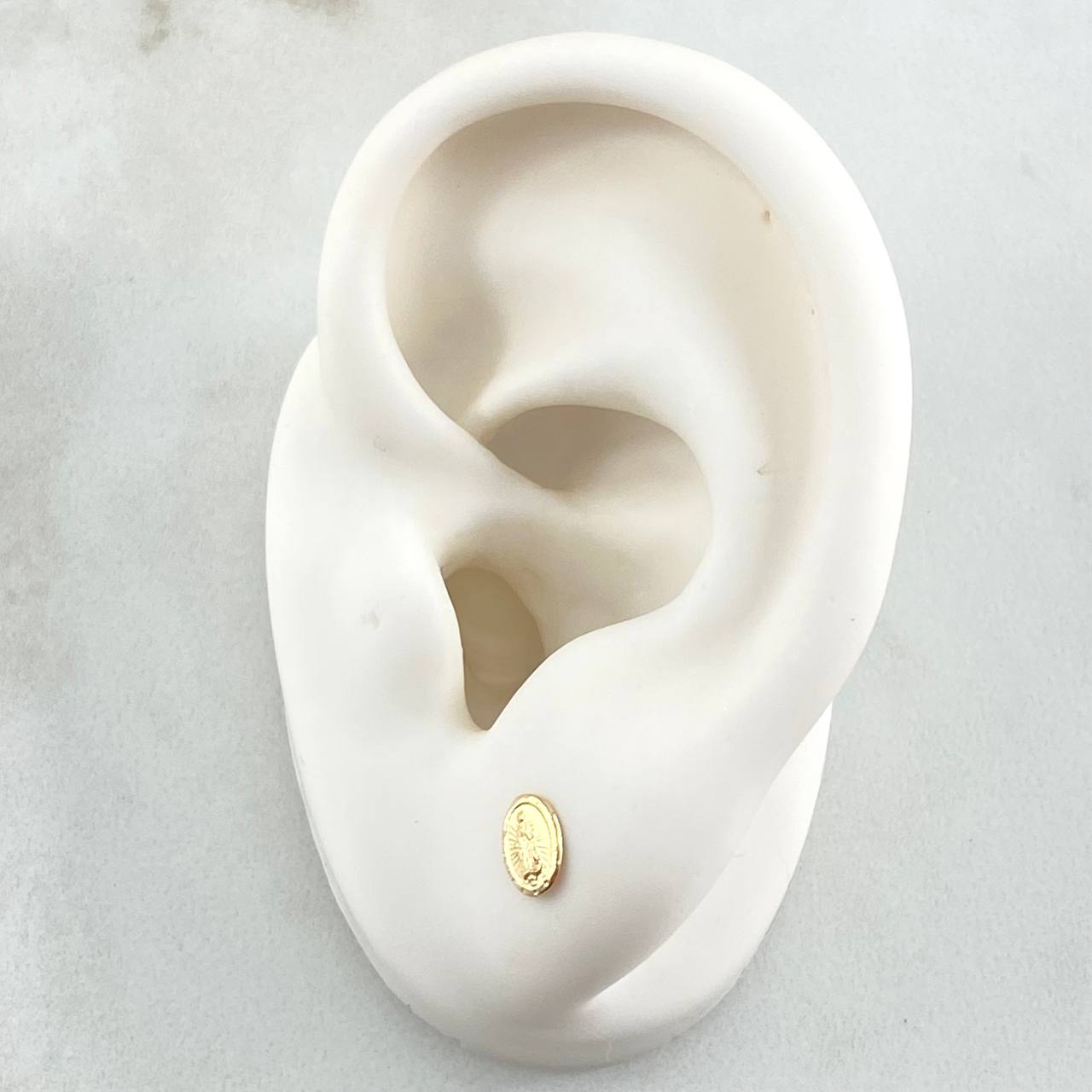 Stud Earrings Virgen de Guadalupe 0.5g / in / 6.75mm Yellow Gold 18K