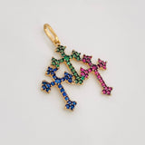 Dije Tres Cruces 1.35g / 1 in Dos Oros Negro Amarillo 18K