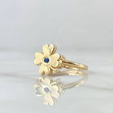 Anillo  Trebol Liso 2.1gr / T7 / Circon Azul Oro Amarillo 18K