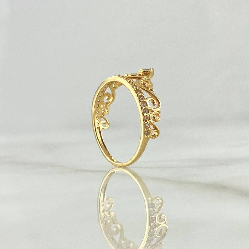Quince Crown Ring 1.8gr / Size 5 1/2 / White Zircons 18K Yellow Gold