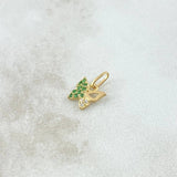 Dije Mariposa Parcial 0.4gr / 1cm /  Circones Verdes Y Blancos Oro Amarillo 18K ©