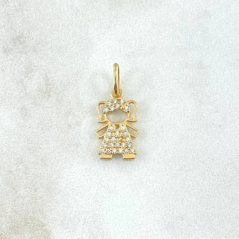 Pendant Girl 1.4gr / 2.1cm / White Zircons 18K Yellow Gold ©
