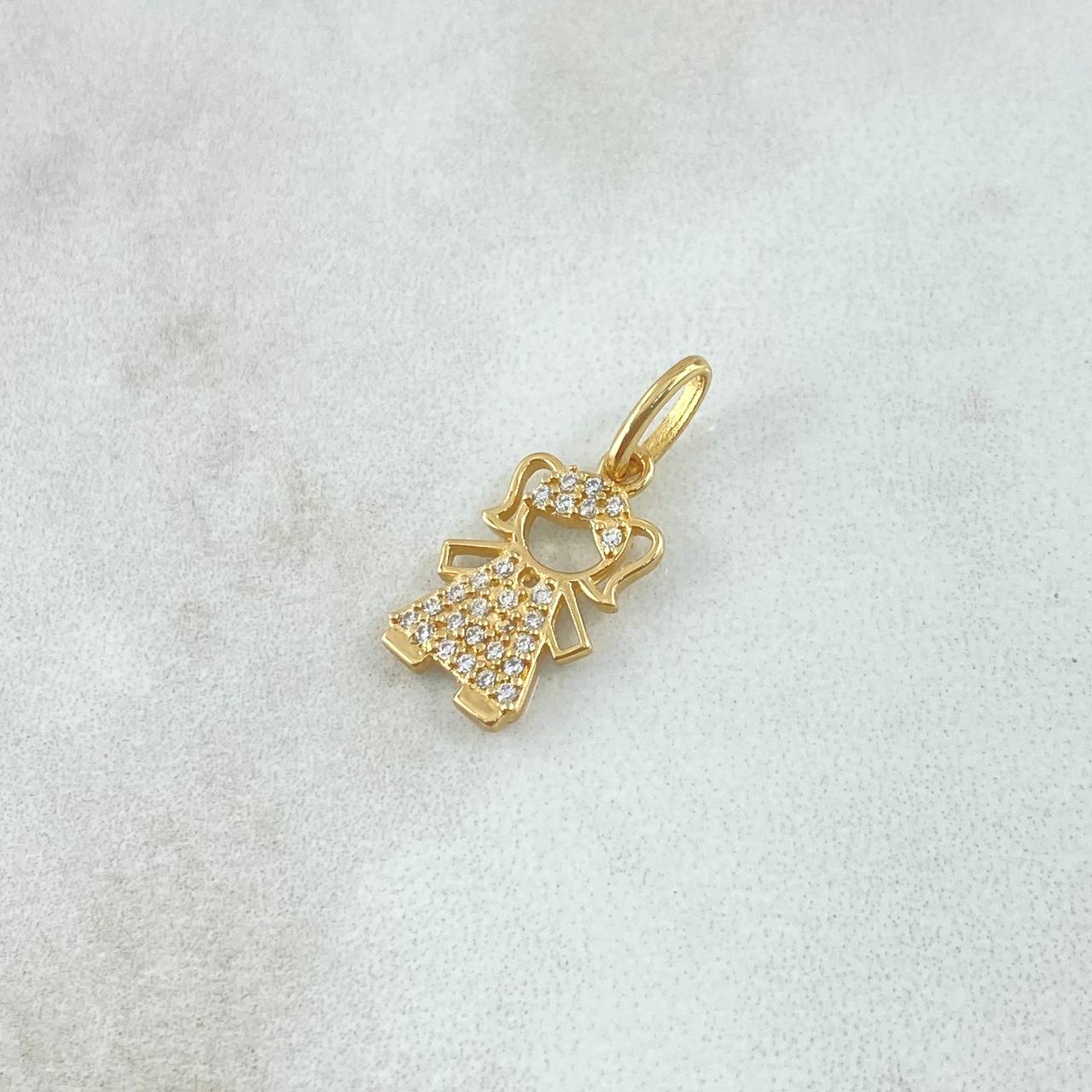 Pendant Girl 1.4gr / 2.1cm / White Zircons 18K Yellow Gold ©