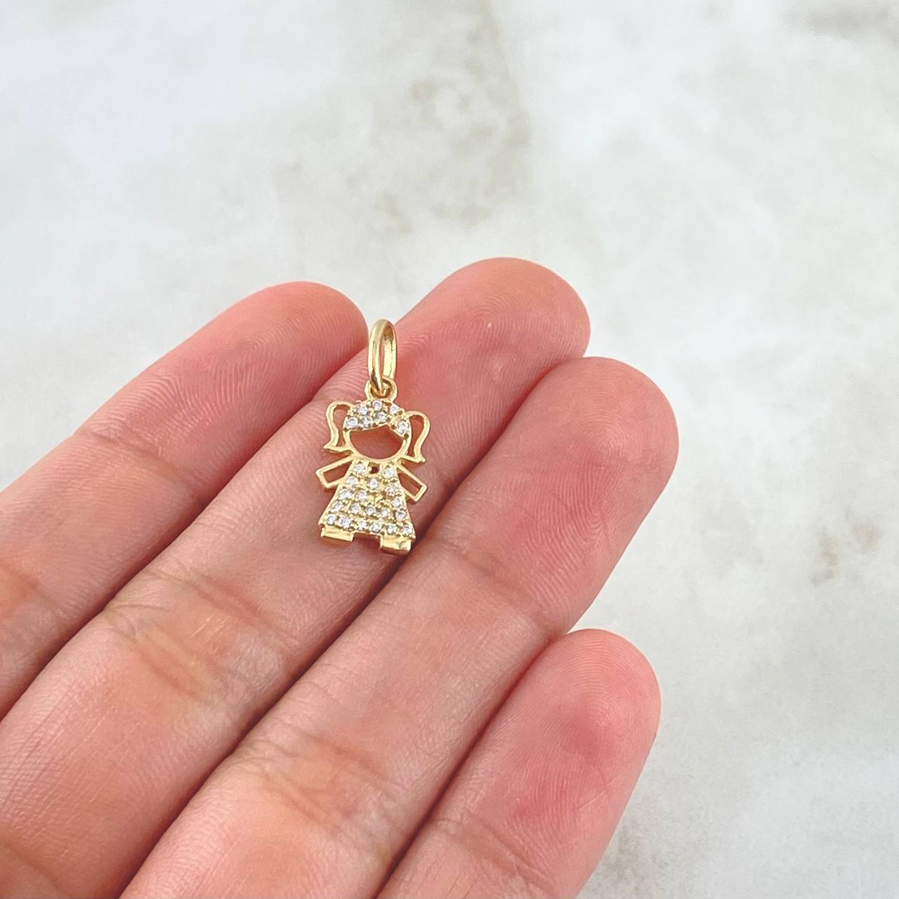 Pendant Girl 1.4gr / 2.1cm / White Zircons 18K Yellow Gold ©