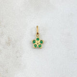 Dije Flor 0.3gr / 1.2cm / Circones Verdes Oro Amarillo 18K ©