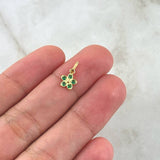 Dije Flor 0.3gr / 1.2cm / Circones Verdes Oro Amarillo 18K ©
