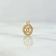 Dije Ola Cruzada  0.4gr / 1.4cm / Circones Blancos Oro Amarillo 18K *