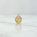 Dije Ola Cruzada  0.4gr / 1.4cm / Circones Blancos Oro Amarillo 18K *
