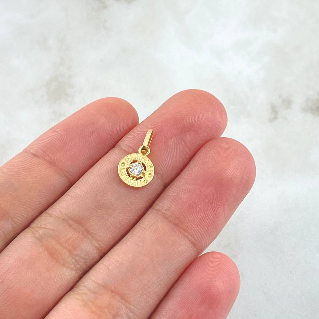 Pendant Rustic 0.55gr / 1.4cm / White Zircon Yellow Gold 18K ©