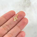 Pendant Partial Cross 0.35gr / 1.5cm / White Zircons 18K Yellow Gold ©