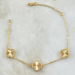 Classic Link Bracelet Gradual VCyA Clover 4.75gr / 17cm-19cm / 1.5mm Diamond Cut Pointed 3pcs 18K Yellow Gold