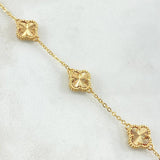 Pulso Aro Seguido Trébol VCyA Gradual 4.75gr / 16.5cm-18.5cm / 1.5mm Diamantado Punteado 3und Oro Amarillo 18K