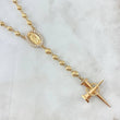 Virgin Guadalupe Rosary Silhouette 25.65gr / 65cm / 5mm - 6 mm Beads Diamond Cut - White Zircons - 18K Yellow Gold Nail Cross