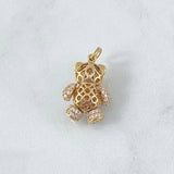 Pendant Bow Tie Bear 4.55gr / 2.4cm / White Zircons - Black Eyes 18K Yellow Gold