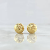 Stud Earrings Bead 1.45gr / 9mm Diamond Cut Linear 18K Yellow Gold *