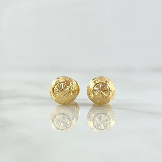 Stud Earrings Bead 1gr / 7mm Diamond Cut Linear 18K Yellow Gold
