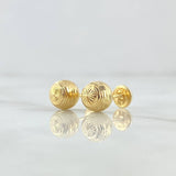 Stud Earrings Bead 1gr / 7mm Diamond Cut Linear 18K Yellow Gold