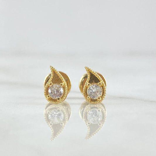Topos Gota 0.85gr / 7mm Circon Blanco Oro Amarillo 18K