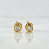 Topos Gota De Fuego 0.8gr / 7mm Circon Blanco Oro Amarillo 18K ©