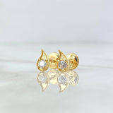 Topos Gota 0.85gr / 7mm Circon Blanco Oro Amarillo 18K
