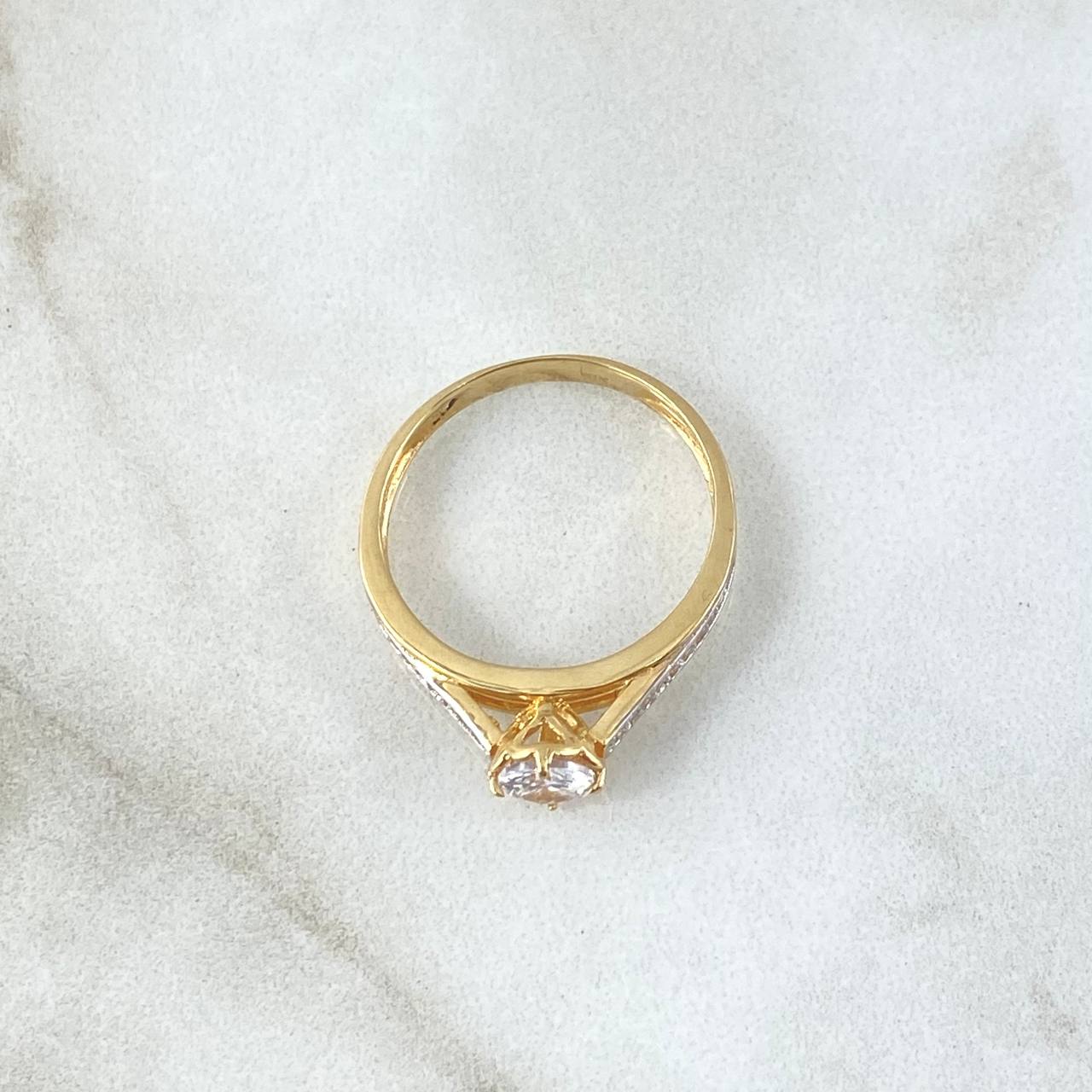 Ring Solitaire Bridge 2.5gr / Size 7 / White Zircons 18K Yellow Gold