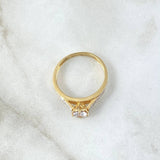Ring Solitaire Bridge 2.5gr / Size 7 / White Zircons 18K Yellow Gold
